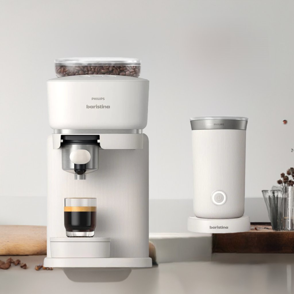 Philips Baristina WHITE Semi - Automatic Espresso Machine - Combo With Frother (RETURN) - Café Liégeois