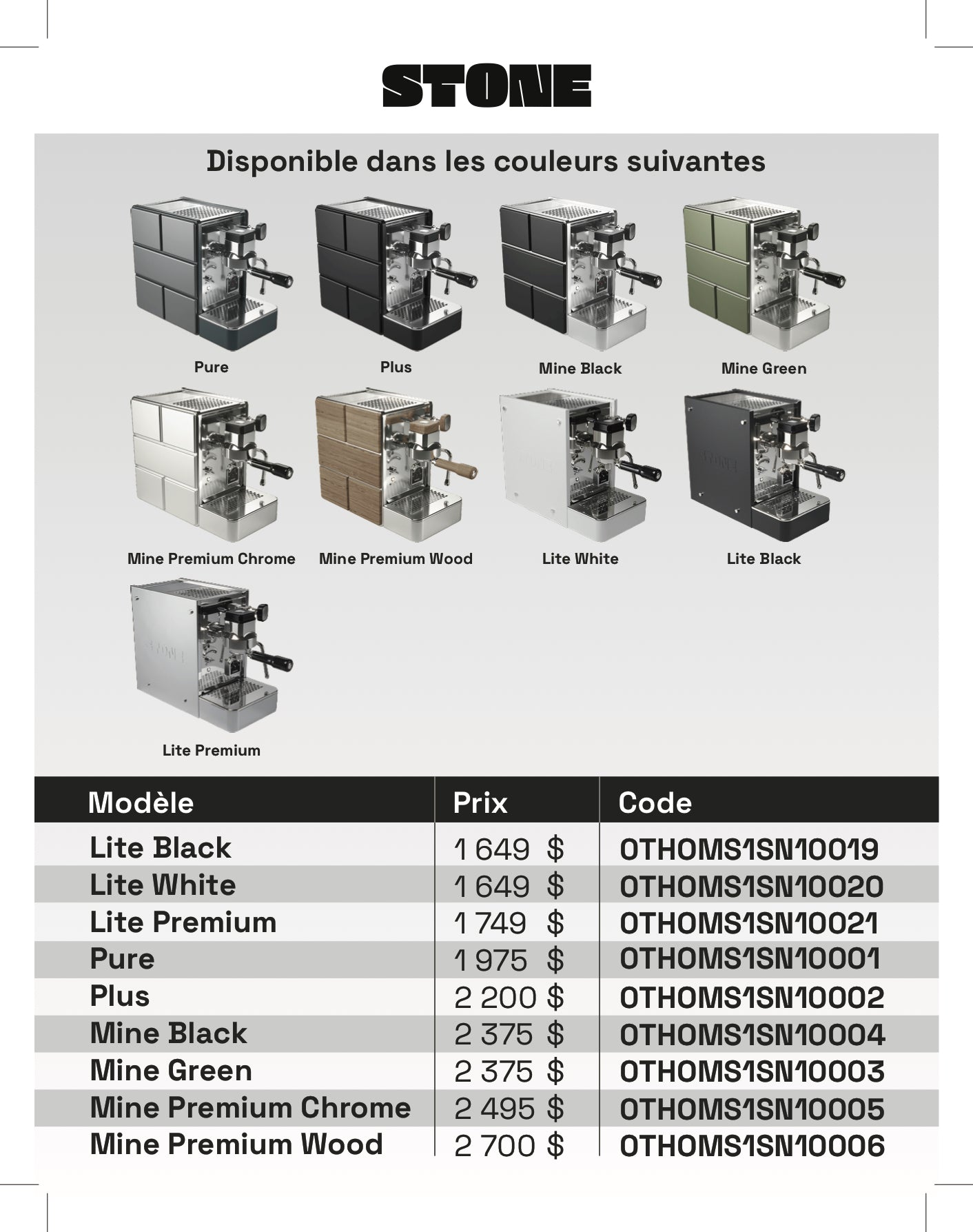 Stone Price Sheet