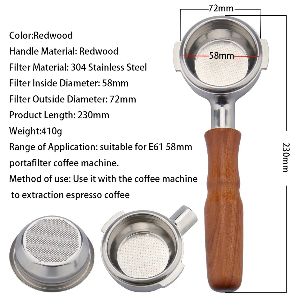 Wood Bottomless portafilter 58mm